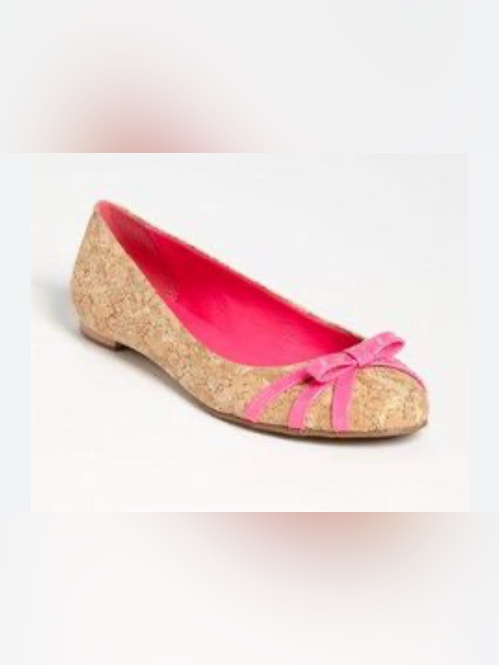 Kate Spade New York Pink Cork Tiny Bow Ballet Flats
